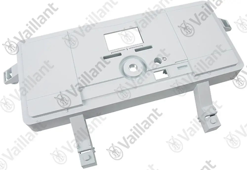 Vaillant Schalttafel in grauer Farbe mit Tasten und Öffnungen, geeignet für elektrische Steuerung, montierbar.